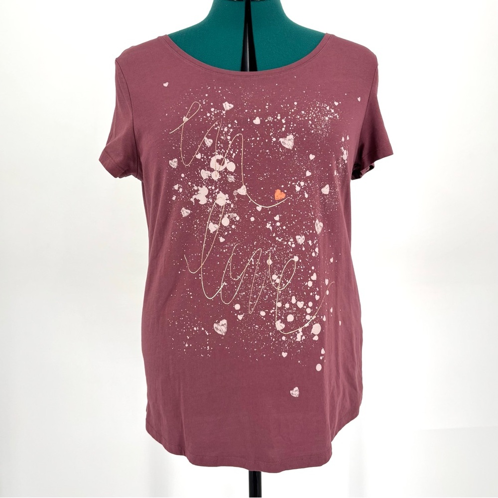 Esprit Rouge Pink Short Sleeve 'In Love' Tee, XL